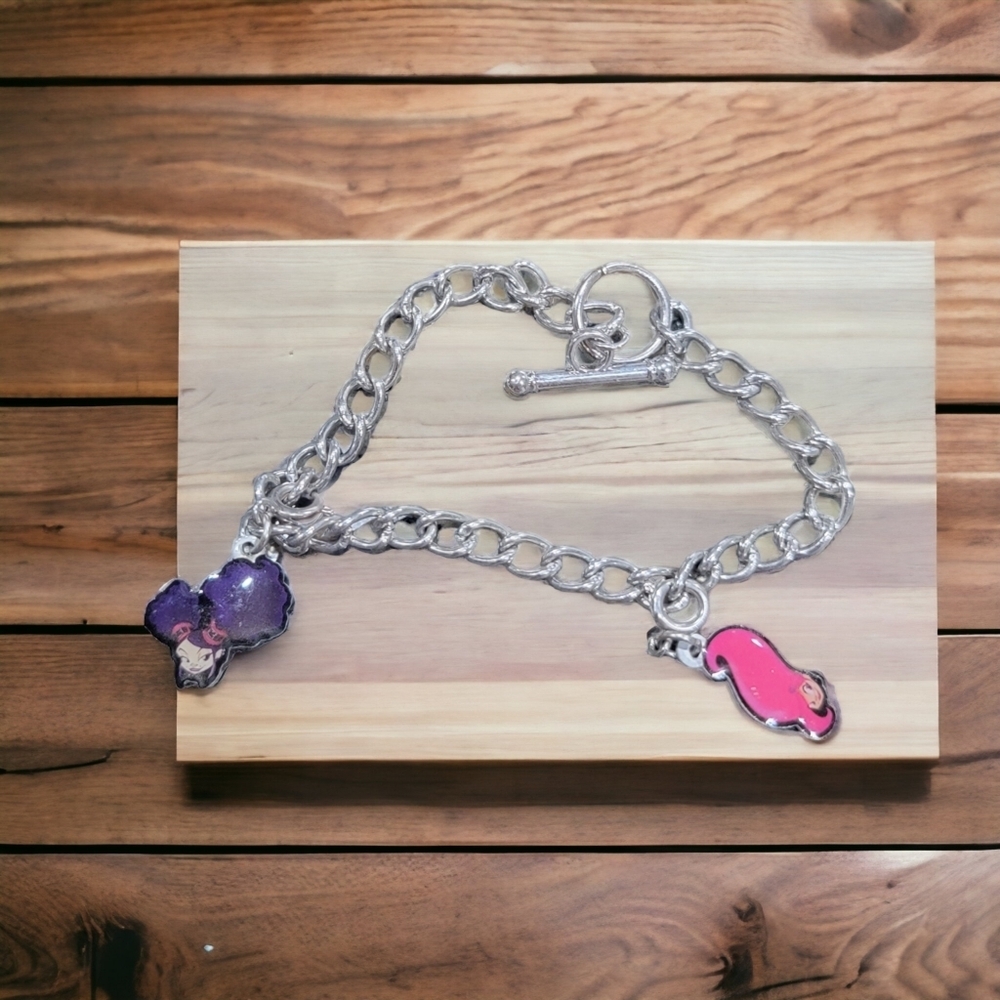 Pink Purple and silver bracelet